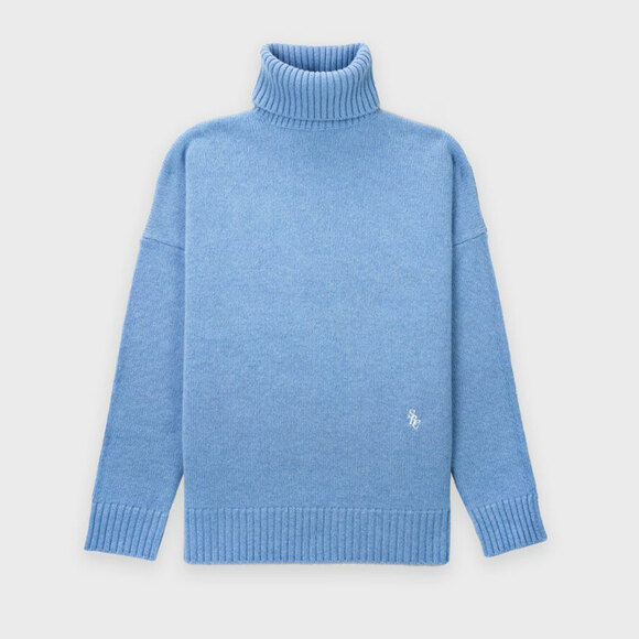 SPORTY & RICH SRC 100% Wool Turtleneck Sweater in Light Blue Size S - Picture 2 of 14